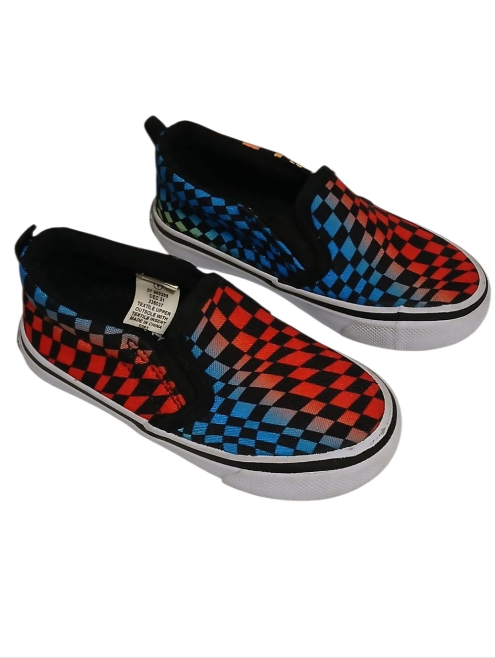 TOMMY BAHAMA Checkered Multicolor Geo Slip On Sneakers Kids-Size 8